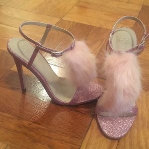Pink Sparkly fur sexy heels! Never worn